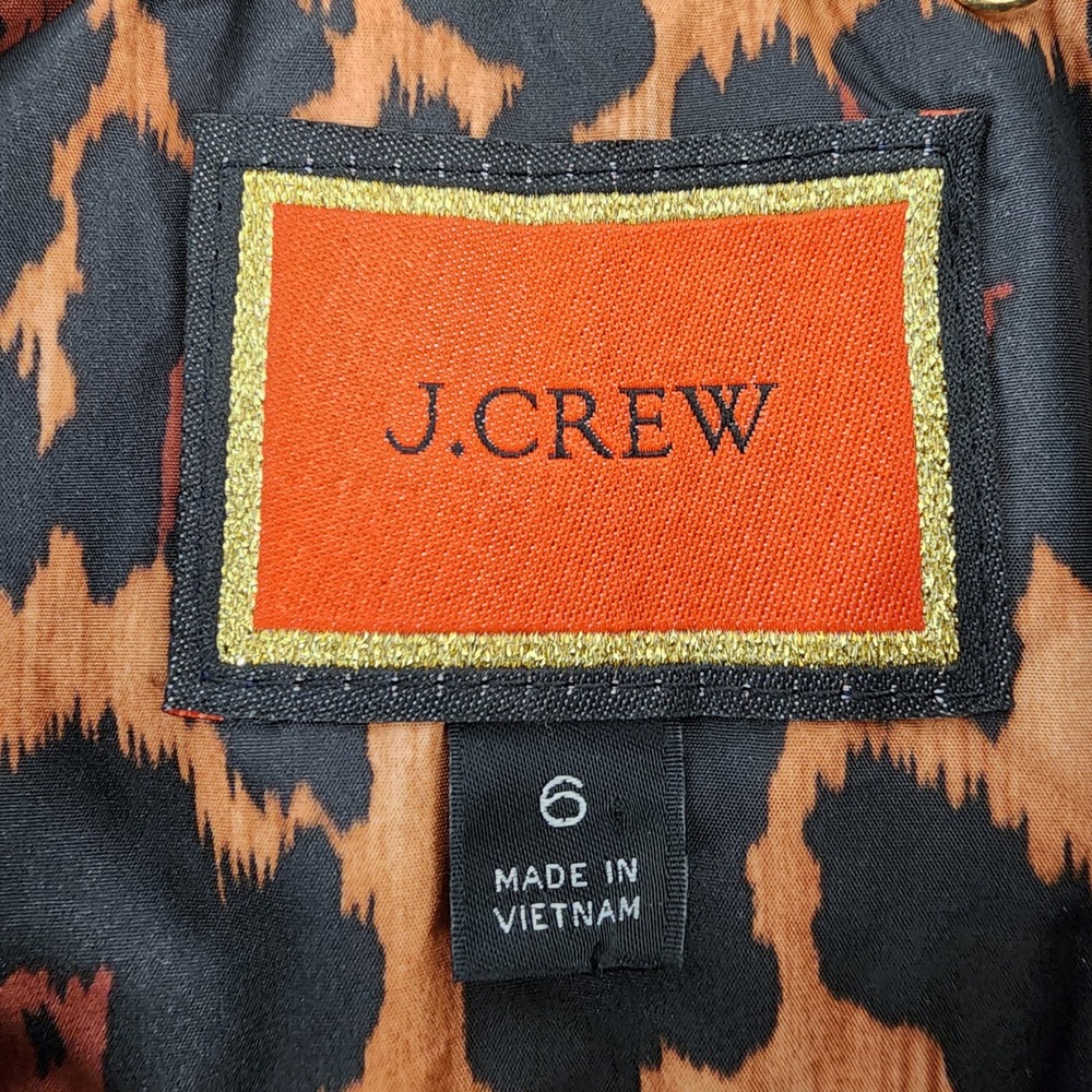 J.Crew Re-Imagined Quilted Leopard Print Ruffle Trim Jacket Size 6 Animal‎ Print - Picture 2 of 13